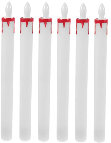 POPETPOP 6pièces Bougies Décoratives Coniques à Piles pour Fenêtre Réutilisables sans Flamme Lumière Chaude Décoration De Table