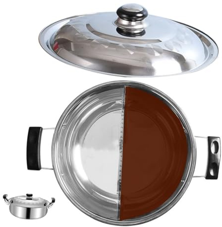 STOBAZA Pentola Hotpot in Acciaio Inossidabile Divisa, Facile da Pulire, Antiruggine, per Cottura Calda Domestica e Stufati