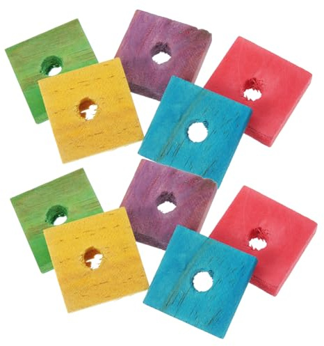 Didiseaon Diy Parrot Toys 50pcs Wood Bite Blocks with Pre-drilled Holes for Cockatiels Parakeets African Grey Macaws Small Bird Play and Chewing (multi-color)