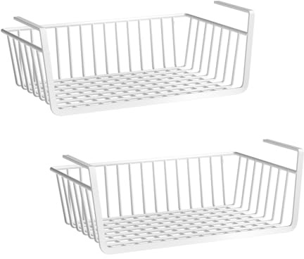 Hängande korgförvaring – 2-pack metall under skåpkorgar för kök, badrum, skafferi – mångsidig platsbesparande lösning för hemanvändning