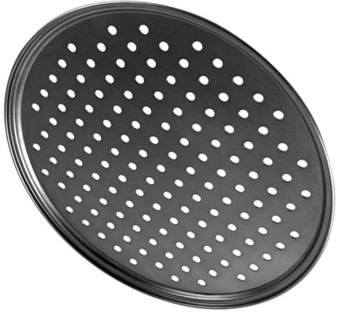 BESTYASH Teglia per Pizza Perforata Antiaderente 28 CM in Acciaio al Carbonio, Teglia da Forno Rotonda per Pizza e Grigliate Domestiche, Forniture Cucina Resistenti e Riutilizzabili