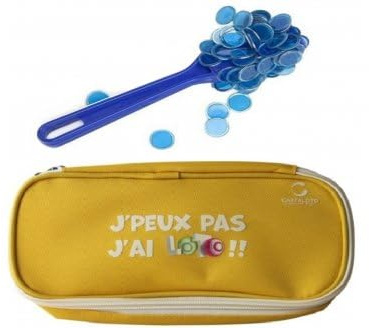 cavernedesjouets Kit Loto Complet 3 en 1 : 100 pions magnétiques + Baton ramasse jetons Bleu +t rousse Rangement Jaune - Set Accessoires Jeu Bingo et 1 Carte