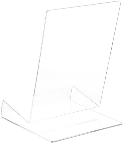 PACKOVE Support Acrylique Transparent de L pour Livres et Disques, Présentoir Stable pour Bureau, Adapté à L'Exposition de Livres Cuisine et Partitions