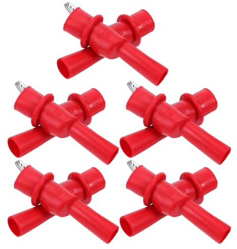 MAGICLULU Set 10 Pezzi Morsetti a Coccodrillo Elettrici Rossi, Clip in Metallo Isolate per Test Elettrici, Morsetti a Molla per Fili e Cablaggi, Strumenti per Manutenzione e Diagnostica