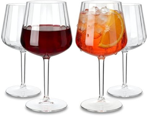 WUITOKI® Weingläser Kunststoff 55cl, gestreift, 4 Stück, unzerbrechlich, spülmaschinenfest, Mehrweg Aperitifgläser, Aperol Spritz Gläser