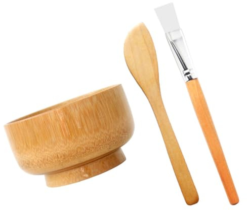 Generico Kit Maschere Viso con Ciotola per Maschera, Pennello e Spatola in Legno, Leggero e Portatile per Miscelare Maschere Viso in Viaggio Colore Casuale