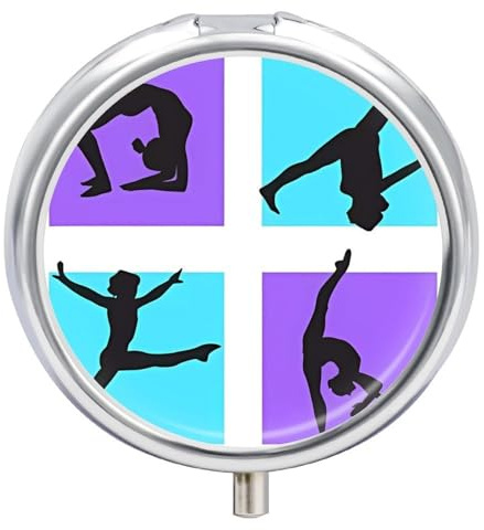 Pilulier rond de gymnastique portable à 3 compartiments, exquis pilulier en métal avec fermeture à pression, boîte de rangement pour tablette, sac à main, poche, voyage et utilisation quotidienne