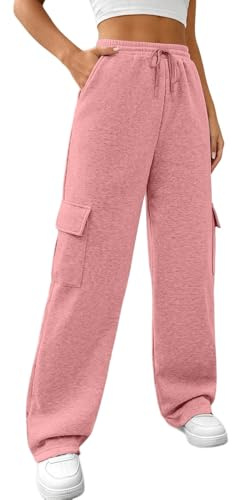 Pantalones deportivos para mujer, con cintura alta, pierna ancha y ajuste holgado, para uso casual, opción de atuendo fácil de temporada, pantalones casuales para uso diario para viajes y fin de