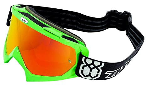 TWO-X Cross-Brille - Motocross-Brille mit verspiegeltem Iridium Glas - Kratzfeste Motorrad-Brille - Enduro & Downhill - Modell Race - Grün