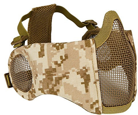 Tactique Airsoft Masque Demi Face Inférieure Métallique Acier Net Le Champ Elite Protection Oreille en Plein Air Vélo Acier Tactique Masque