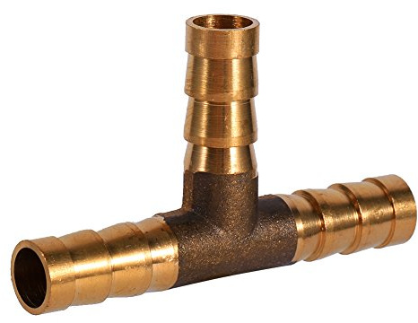 Keenso Raccord en T à 3 voies pour tuyau de carburant cannelé laiton carburant, air, eau, gaz, huile (8 mm)