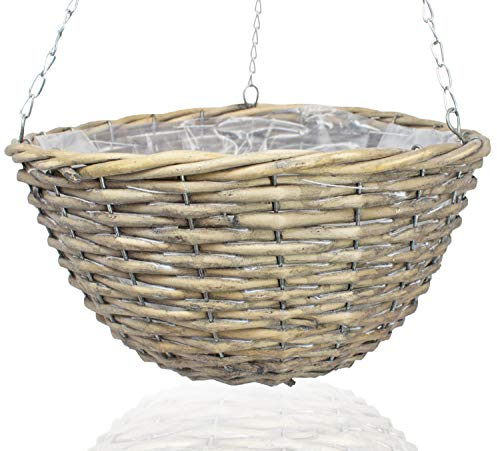 B2S BACK2SEASON Pflanzenampel Tunis mit Kette Pflanzenhänger Hängekorb Weide Skyhänger Blumenampel Natur D=30cm