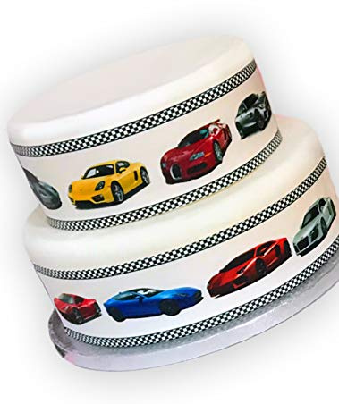 Edible Decor Sheet Fast Car Supercar Border Ribbon - Perfect for Decorating Your Cakes- Easy to Use