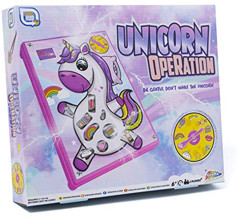 Einhorn-Operation, 2 Spieler, Spiel-Aktivitätsset, lindert Stress und Angst, Quetschspielzeug für Kinder, Jugendliche und Erwachsene, lustiges Spiel für Haus und Garten, ab 6 Jahren
