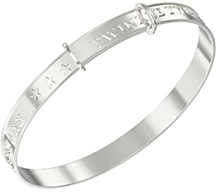 Aeon Bracelet extensible pour bébé en argent sterling 925 | Bijoux pour bébé de 0 à 5 ans | Parfait comme cadeau de baptême pour un garçon ou une fille | Coffret cadeau et polissage, 52mm, Argent