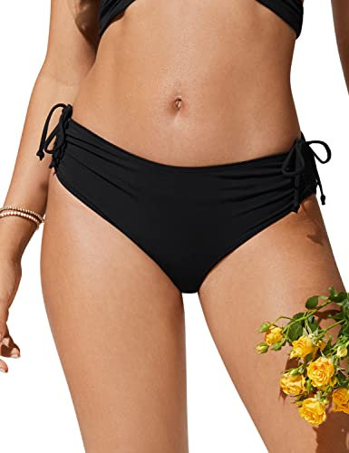 CRZ YOGA Slip Bikini per Donna Slip da Bagno Regolabili con Allacciatura Laterale Sportiva Nero 42