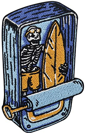 Finally Home Surfer Skelett Patch zum Aufbügeln | Meer Patches zum Aufnähen, Surf Bügelbild, See Aufnäher
