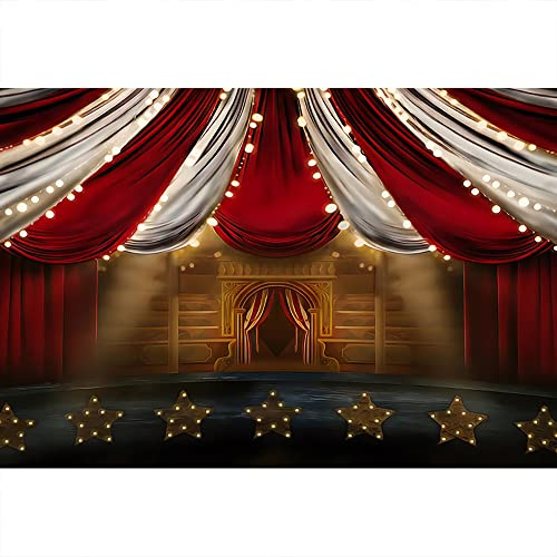 Aoihrraan 3x2,5m Rosso Tenda Palcoscenico Fotografia sfondo Circo Teatro Glitter Stripe Tende Halloween Carnevale sfondo Bambini Compleanno Festa Decorazione Ragazze Ragazzi Arte Ritratto Foto Prop
