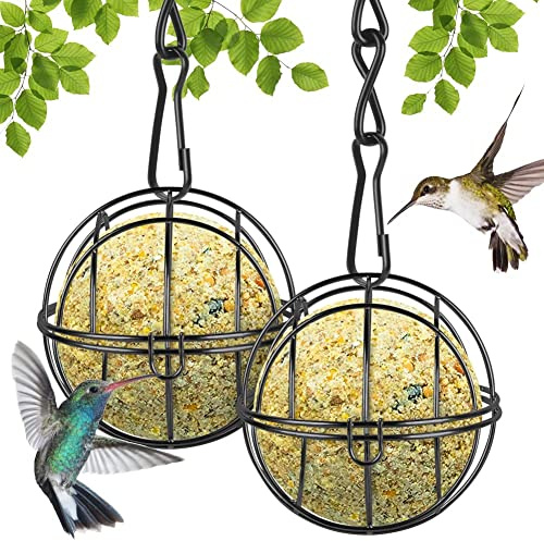 OFFCUP Mangiatoia per Uccelli, 2Pcs Mangiatoia per Palle, Strumento per l'alimentazione Degli Uccelli per Palle di Grasso, Mangiatoia per Uccellini da Esterno, per Recinzioni,Giardino, Fringuelli