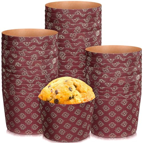 Sabary Panettone-Papierformen, Osterbrot, Wellpappe, Panettone-Papierform, Ostern, Einweg-Backformen für Küche, Backen, Brot, Muffins, Cupcakes (13 x 10 x 8,9 cm, braun), 36 Stück