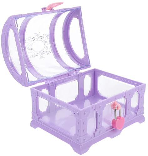 Girls Jewelry Box with Lock, Purple Abs Diamond Storage Container, Ideal for Bracelets, Necklaces, Earrings, Compact and Lightweight, Perfect for Travel or Home Use