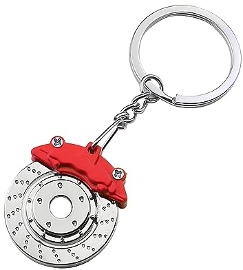 JNNJ Disco Freno Calibro Portachiavi, Disco Portachiavi in Metallo per Auto, Chiavi Accessary di Fast and Furious Gadget, Decorativi Portachiavi per Ciondolo Auto Regalo Gingilli(Rosso)