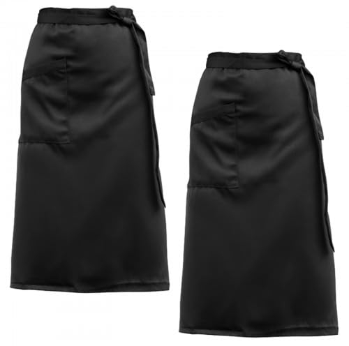 Ehuihuan Delantal Unisex con Bolsillos, 2 Piezas Delantal de Cintura Larga de Media, para Cocinar en Casa, Barbacoas y Restaurantes, 68 * 70 cm