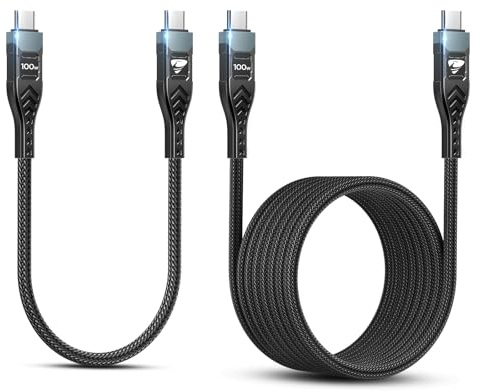 USB C auf USB C Kabel [2Stück 0.3M+2M] 100W USB C Kabel auf USB C 20V/5A PD Schnellladekabel USB C Ladekabel Für iPhone 15 Pro Max/Plus iPad Pro/Air MacBook Pro Samsung Galaxy S23 S22 Ultra S21 S24