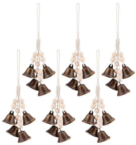 GOMAKERER 6 campane da strega per pomello della porta, campanelle da stregoneria, appendiabiti, campane a vento, campane da appendere, con corda, per la stanza delle streghe, decorazione per la casa,