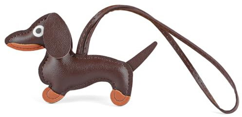 AHQiZFX Dackel-Schlüsselanhänger,Schlüsselanhänger Hund,Dackel Anhänger,Leder Glücksbringer Dackel Keychain,Leder Tierisch Schlüsselanhänger,Dackel Geschenke für Lieblingsmensch Frauen Männer