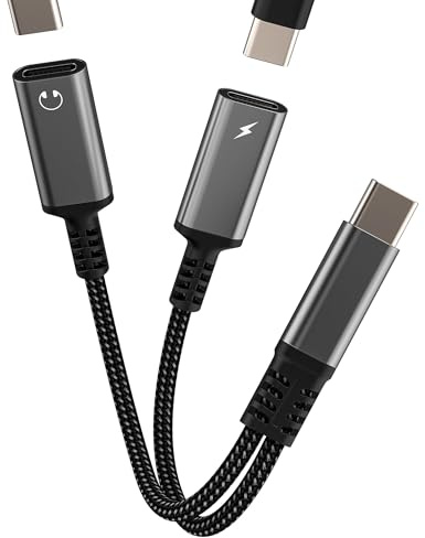 USB C Kopfhörer Adapter(2 in 1) Doppelstecker Splitter Type-C Ladekabel PD Ladeadapter AUX DAC Audio Cable Buchse Anschluss Dual Port Handy Headphone Kompatibel für Samsung für Apple iPhone 15 tp-2tp