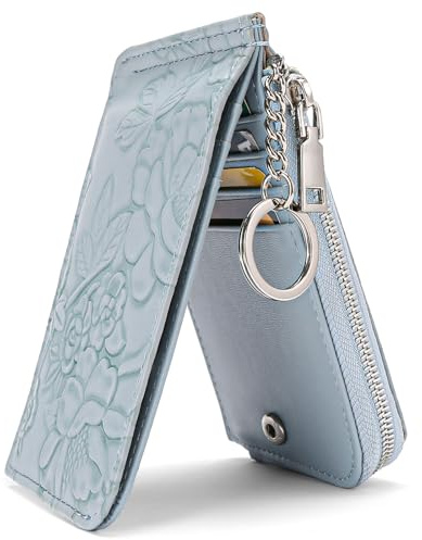 GAEKEAO Geldbörse Damen, Portmonee Geldbeutel Portemonnaie klein Kreditkartenhalter mit Schlüsselanhänger, Münzfach mit Reißverschluss Slim Wallet & RFID-Schutz Kartenetui Damen