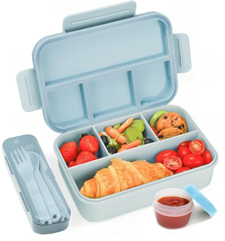 Bugucat Brotdose mit Fächern 1300ML,Lunchbox Kinder Auslaufsicher mit Fächern,Lunch Box Bento Box mit Fächern für Kinder und Erwachsene,Vesperdose Frühstücksbox für Jungen&Mädchen