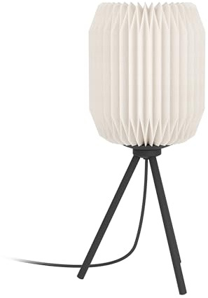 EGLO Stativ Tischlampe Belgrave Nachttischlampe | Japanisch aus Metall in Schwarz und Papier in Weiß, Zimmer Deko Schlafzimmer, FSC, Dreibein Tischleuchte mit E27 Fassung
