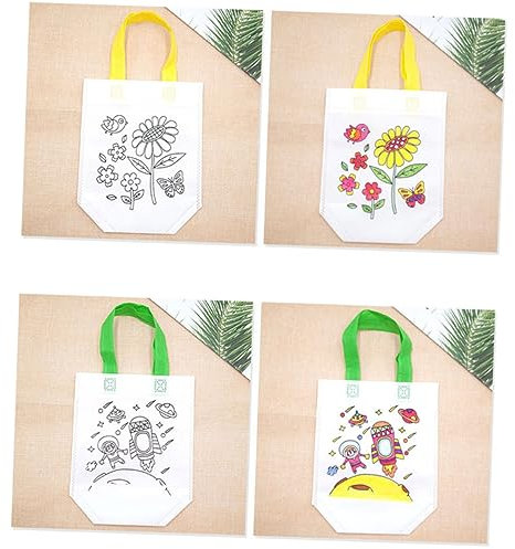 CORHAD 12stücke Graffiti Faltbare Stofftaschen Zum Bemalen Kreative Handtaschen Für Bastelprojekte Und Einkäufe Verschiedene Muster