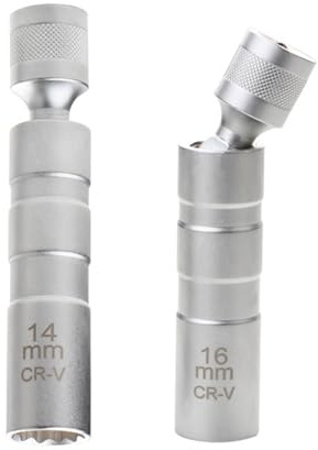 TKSE 2 Uds Enchufe de Bujía de Pared Delgada, 14mm y 16mm Enchufe de Bujía Junta Universal con Herramienta de Reparación de Llave de Tubo Flexible Magnética
