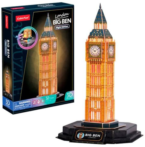 WORLD BRANDS Nigth Edition: Big Ben LED-Puzzle, Mehrfarbig (1)