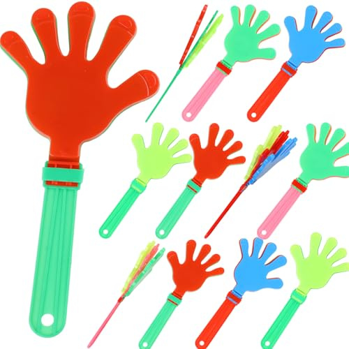 12 Pcs Large Hand Clappers Noisemakers, 11 Inch Plastic Noise Maker Jumbo Hand Clappers in Bulk, Colorful Clappers Noisemakers for Party Supplies Sporting Events Ball Games Noisemakers(Mixed colors)