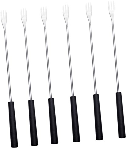 Cabilock 6 Stück Fonduegabeln Aus Edelstahl Mit Hitzebeständigem Pp Griff Für Käse Obst Und Grill Lange Küchenfonduegabeln Für Sicheres Fondue Dippen Und Grillen