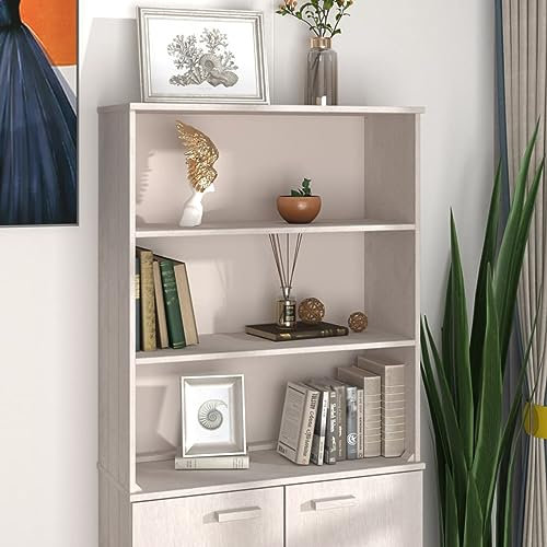 ShGaxin Aufsatz für Highboard, Aufsatz für Wohnzimmerschrank, Aufsatz für Vitrinenschrank, Aufsatz für Sideboard Wohnzimmer, Weiß 85x35x100 cm Massivholz Kiefer