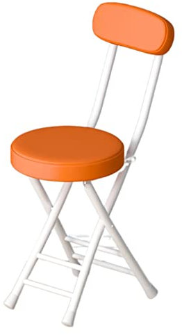 Sgabello pieghevole portatile imbottito con schienale, pieghevole, rotondo, per scrivania, ufficio, toletta, sedia da cucina (arancione)