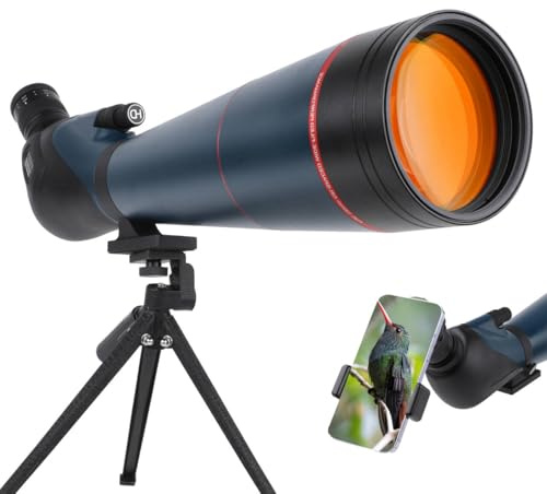 25-75x100 Spektive für Zielschießen ，HD Stativ mit Stativ Tragetasche & Smartphone Halterung - BAK4 Spektive für Vogelbeobachtung Jagd Wildtierbeobachtung