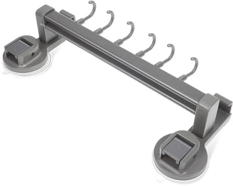 POPETPOP Küchen-saugnapf-hakenregal Mit Starken Haken Doppelte Stange Für Bad Und Küche Platzsparend Und Einfach Zu Montieren Robustes Gun-grey