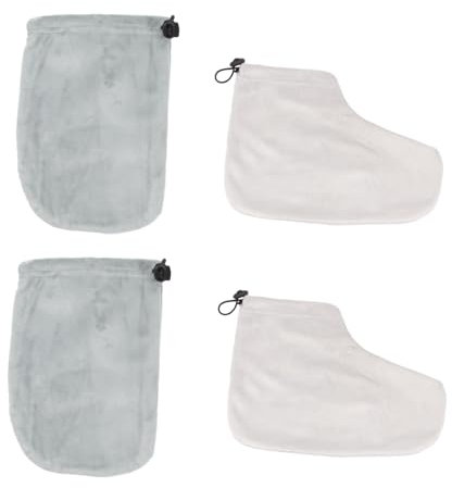 DEARMAMY Set 2 Paia Guanti e Copripiedi in Cotone Termico Per Terapia Alla Parafina, Copertura Protettiva Per Trattamento Cera Calda in Spa e Uso Domestico