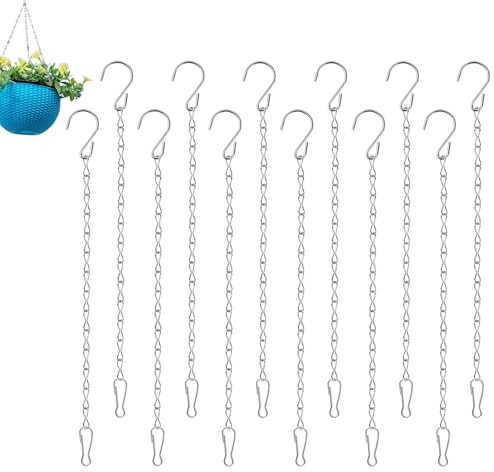 DEFIYEAR 12 Stück Blumenampel Ketten 25 cm Silber Kette zum Aufhängen, Metallkette zum Aufhängen, Hängende Kette mit Haken für Vogelhaus, Wildvogelfutter, Blumenampel, Windlicht mit Henkel