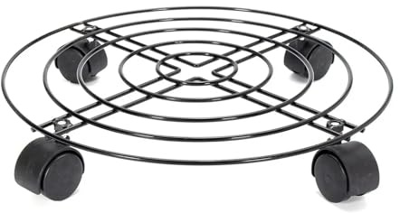 Support de plante en métal avec roulettes, support rond de 35 cm, chariot de jardin roulant, support de jardinière, plateau de pot de fleurs, intérieur/extérieur