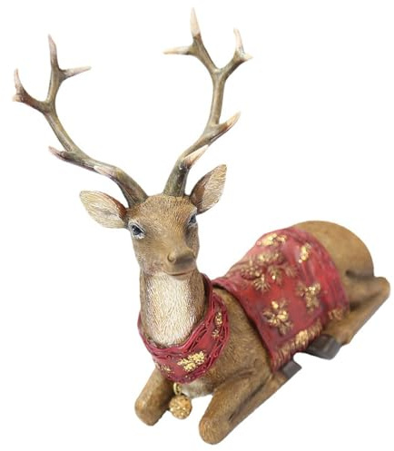 Wynrzyj Statue di cervo di Natale con corna di renna decorazioni da tavolo per cappotto, armadietto del vino, figure di renna con corna e piedi lunghi