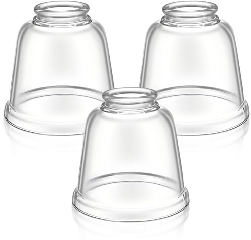 Teenyyou 3 Pcs Clear Glass Globes for Ceiling Fan Lights Covers Glass Lamp Shade Replacement for Chandelier Table Wall Sconce, 2-1/8 Fitter, 4-5/8 Diameter x 4-1/2 Height
