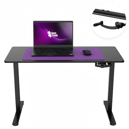 Spacetronik Schreibtisch Höhenverstellbar Manuell Stehtisch | 100x60 cm Tischplatte, 72-109,5 cm Höhenverstellbar, Manuelle Kurbel, 40 kg Tragkraft, Stahlrahmen und Spanplatte