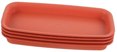 DECOMELODY 4 pièces Soucoupes Rectangulaires pour Pots de Fleurs Lot de Plastique Anti-Fuite Plateau de Récupération Eau pour Plantes Intérieur et Extérieur Support Stable pour Jardinières